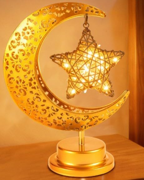 OLEEK Ramadan Decorations Moon and Stars - Ramadan Lights for Table - Ramadan Decorations for Home 2026 - Ramadan Gifts for Kids