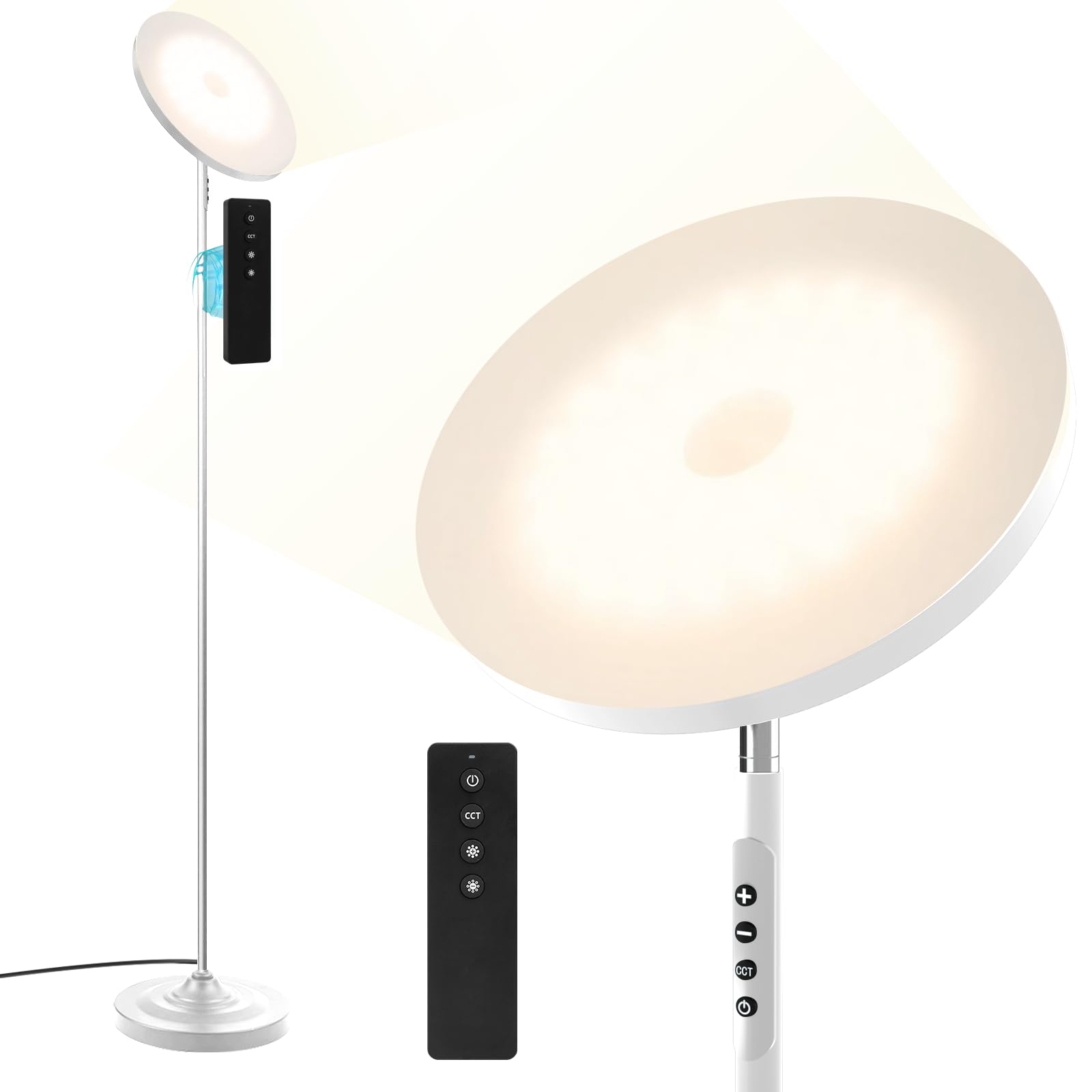 hanaking Floor Lamp, 36W/3600LM Bright Floor Lamp with Remote Control, RGB Color Changing Torchiere Floor Lamp, Stepless Adjust 