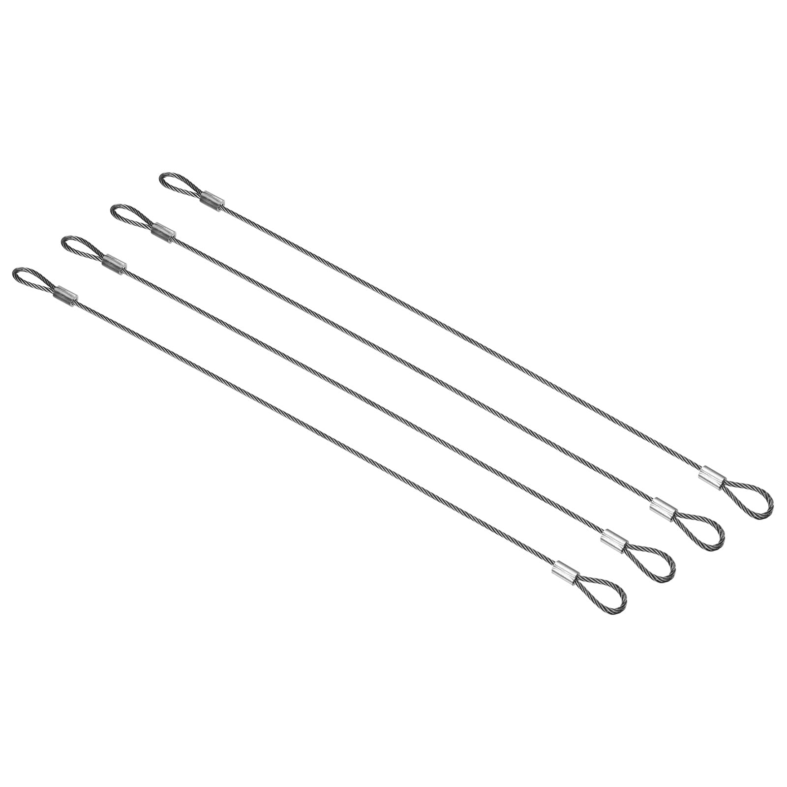 PATIKIL 12 Inch Safety Security Cable Wire, 4 Pack Stainless Steel 30cmx2mm Stage Lights Rope with Double Loop for DJ Lighting L