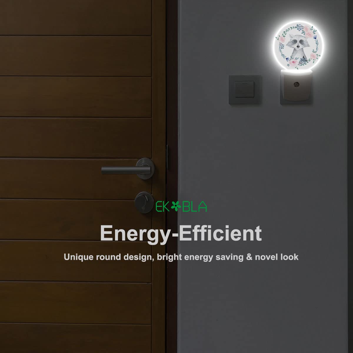Ekobla Raccoon Night Light Cute Animal Raccoon With Cool Rock N Roll Pose Night Lights Plug Into Wall Auto Sensor Fun Funny Led