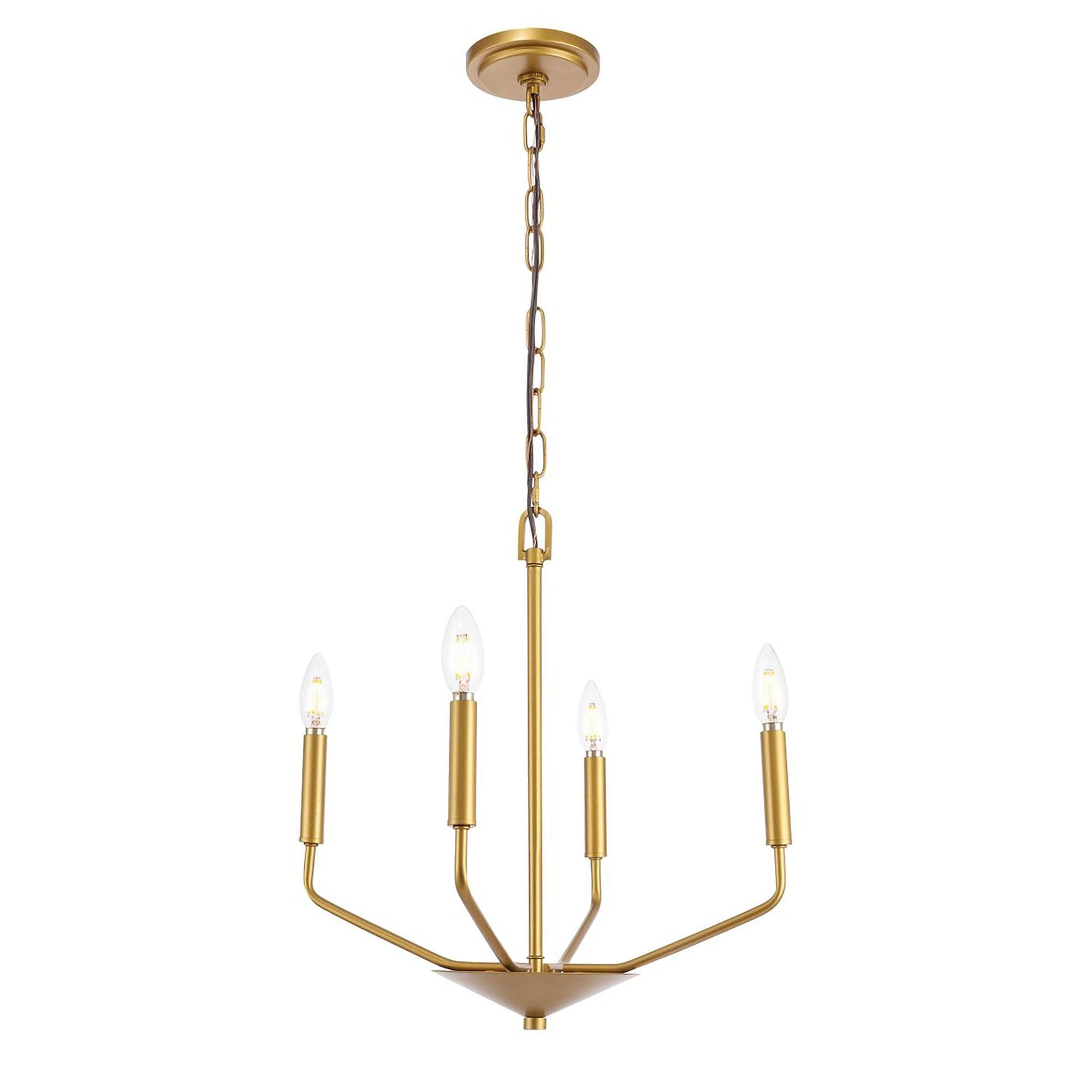 Living District Brass 4-Light Pendant Ceiling Light - Modern Glass Decor