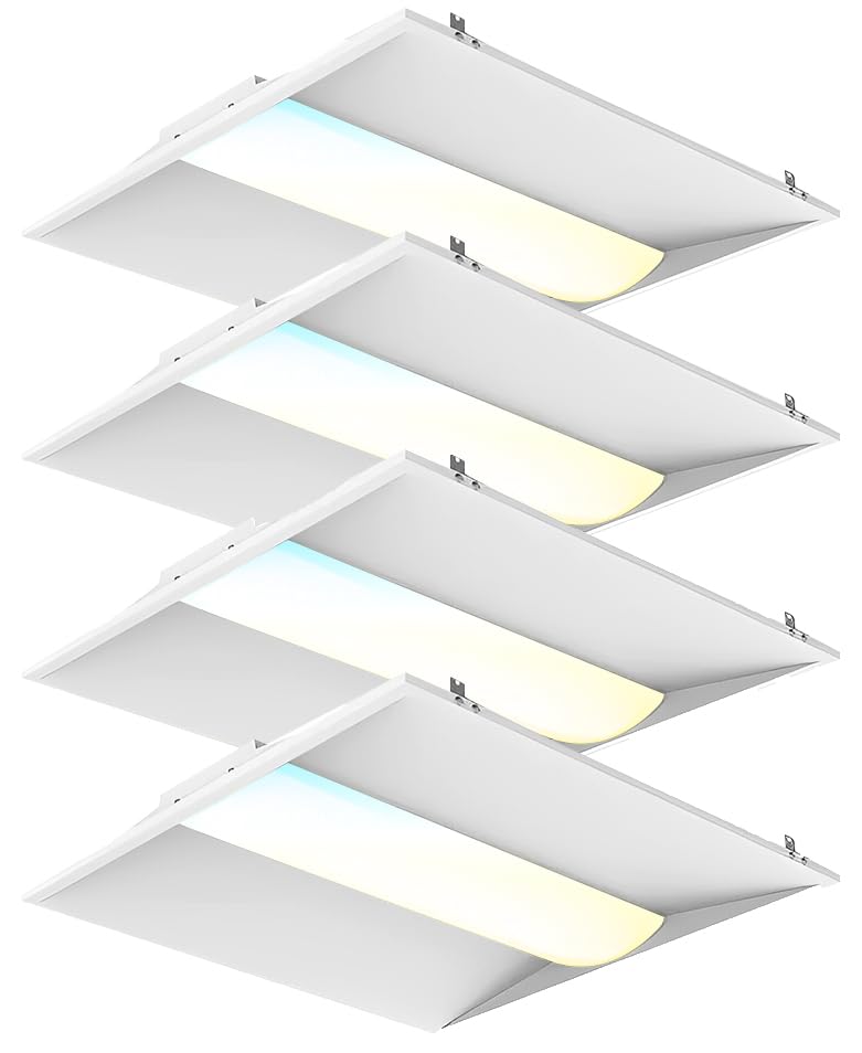 2X2 Ft Center Basket Led Troffer Panel Light, 20/30/40W, 3 Color Options 3000K | 4000K | 5000K, Dimmable Drop Ceiling Lights, 2500/3750/5000 Lumens, Damp Rated, 120-277V, Dlc Premium (4 Pack)