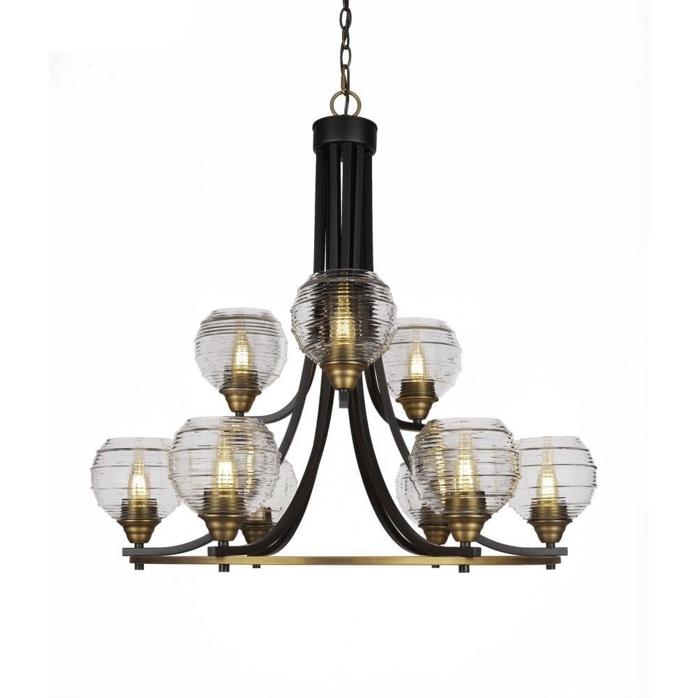 Toltec Lighting Paramount 9 Light Chandelier in Matte Black & Brass (3409-MBBR-5110)