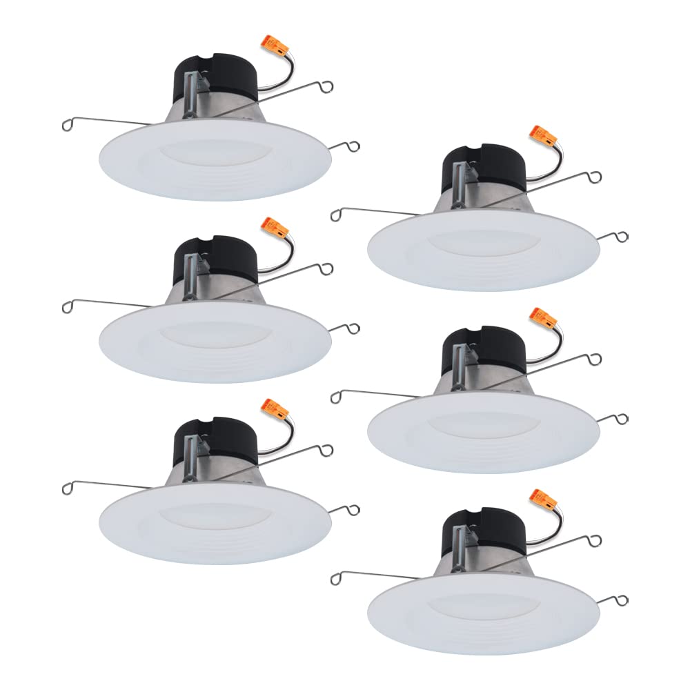 Halo Lt 5/6 Inch Selectable 3Cct (3000-5000K) Integrated Led, White Recessed Light, Dimmable Retrofit Trim (6 Pack)