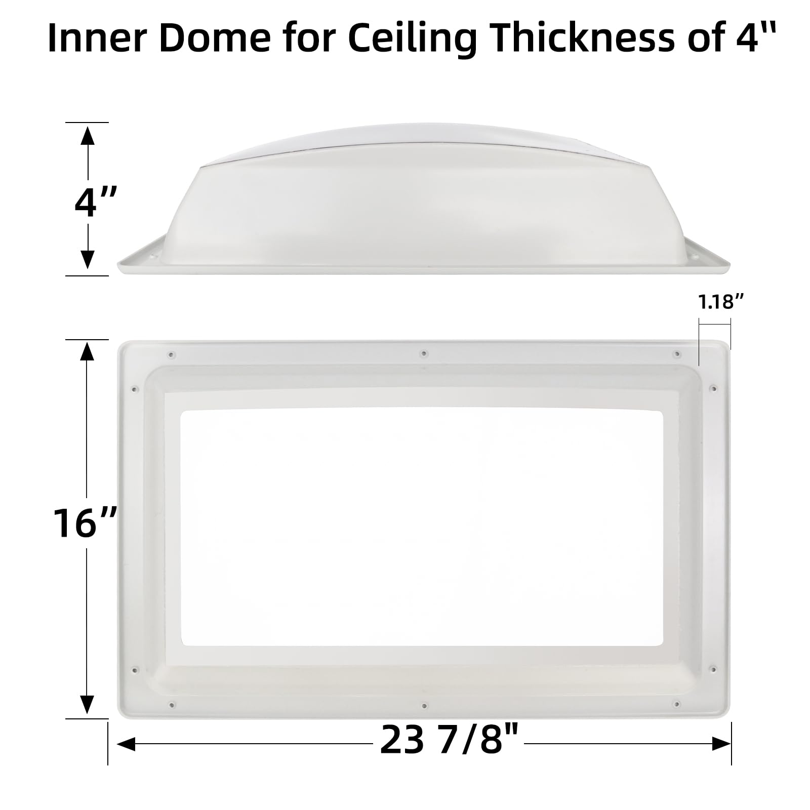 Rv Skylight Replacement Bundle,18'' X 26'' Skylight Outer Dome Fit 14'' X 22'' Opening,Rv Shower Skylight For Camper Trailer Fif