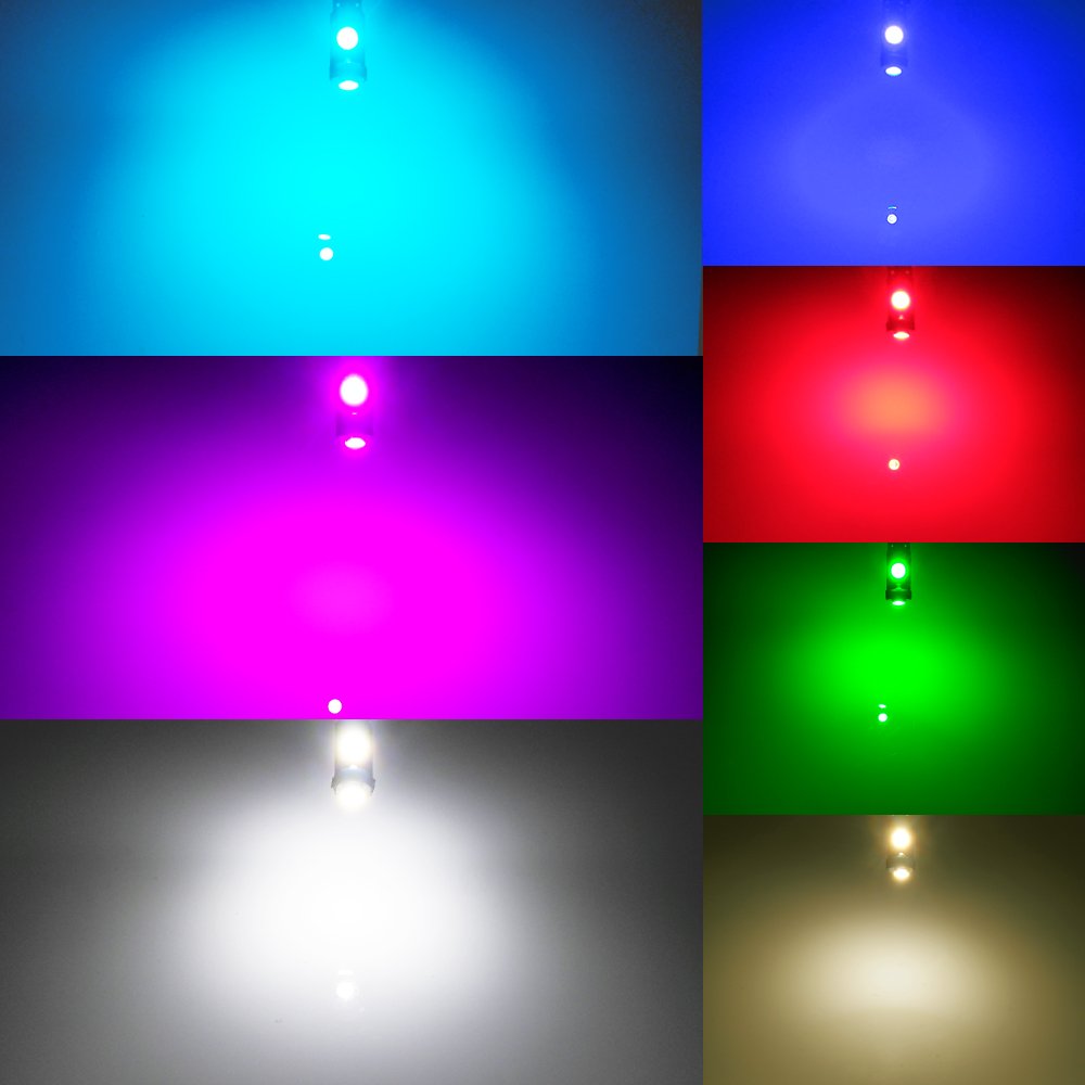 1797 T5 LED Bulb, Pink Purple 3030 SMD Wedge Base, 12V 1W, Dashboard Lights for Car & Truck, 10 Pack, Auto Interior Accessories