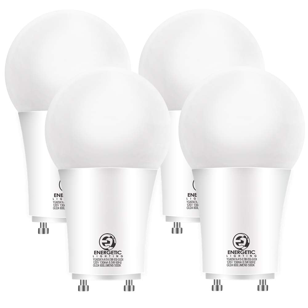 Energetic Led Gu24 Base, A19 Shape, 60 Watt Equivalent (8.5W), 5000K Daylight, 800 Lumens, Non-Dimmable, 2 Pin Led Light Bulb, U