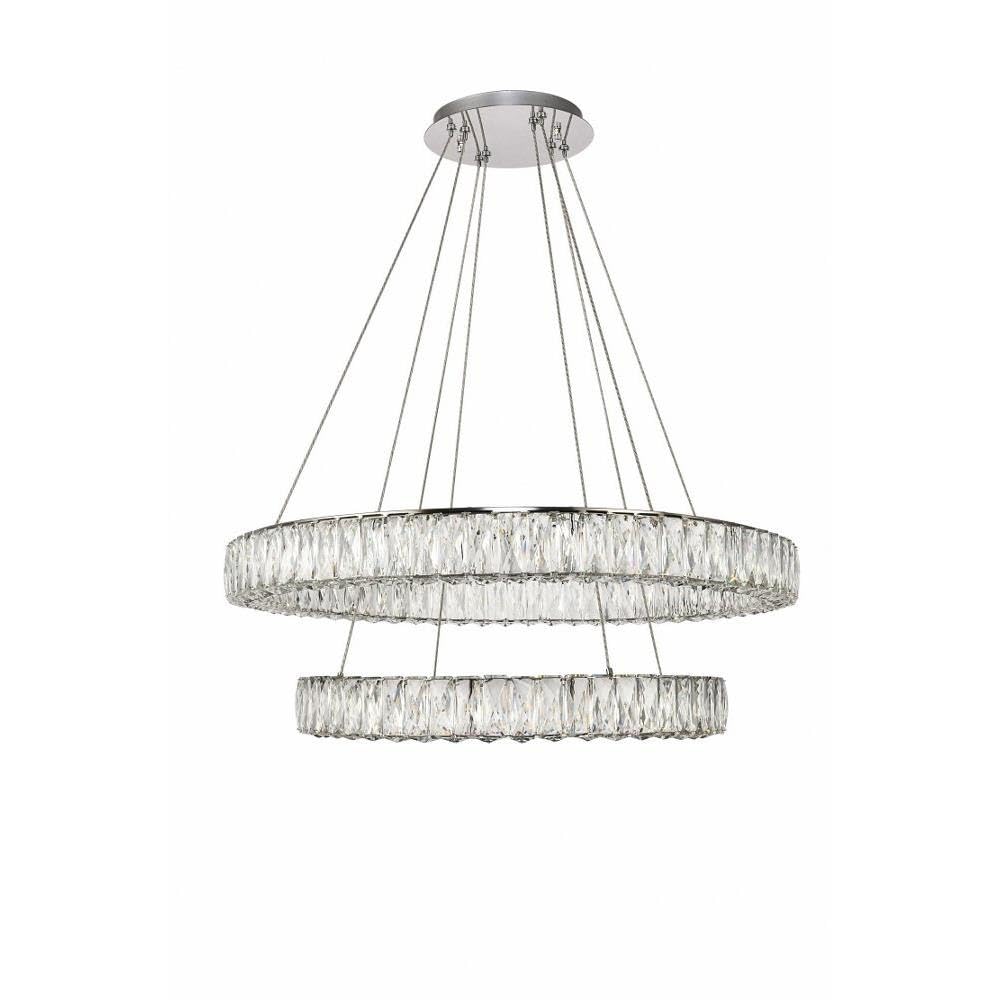 Elegant Decor Indoor Modern Monroe Integrated LED chip Light Chrome Chandelier Clear Royal Cut Crystal  31.5x31.5x12