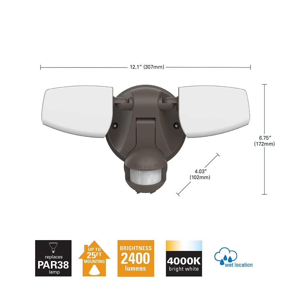 Halo Outdoor Led Flood & Security Light - Motion Activated Dusk To Dawn 2372 Lumens Bronze (Esf2A4Mb)