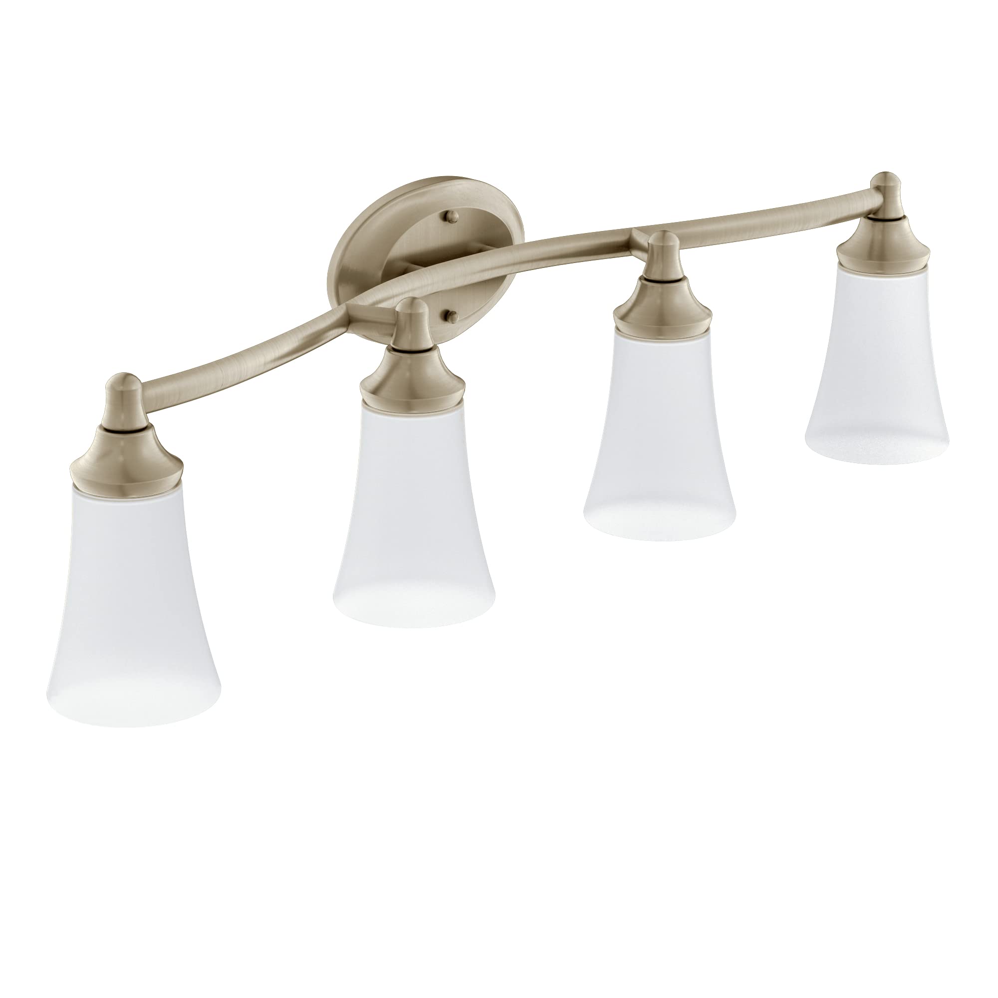 Moen YB2864BN 4-Light Dual-Mount Bath Vanity Fixture, Frosted Glass, Brushed Nickel, 10.60 x 10.00 x 34.50 in