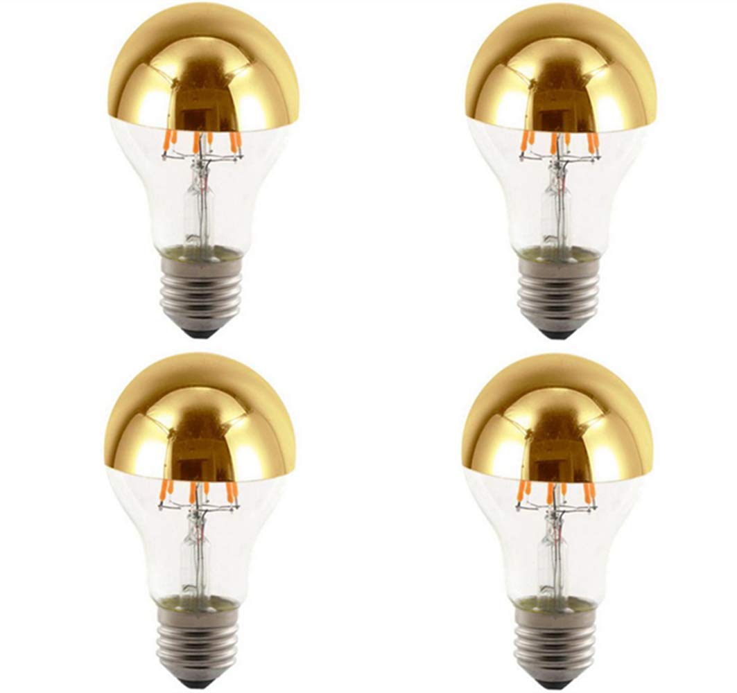 K JINGKELAI LED Filament Vintage Light Bulb A60 6W, Half Chrome Gold, Warm White 2700K, 4 Pack
