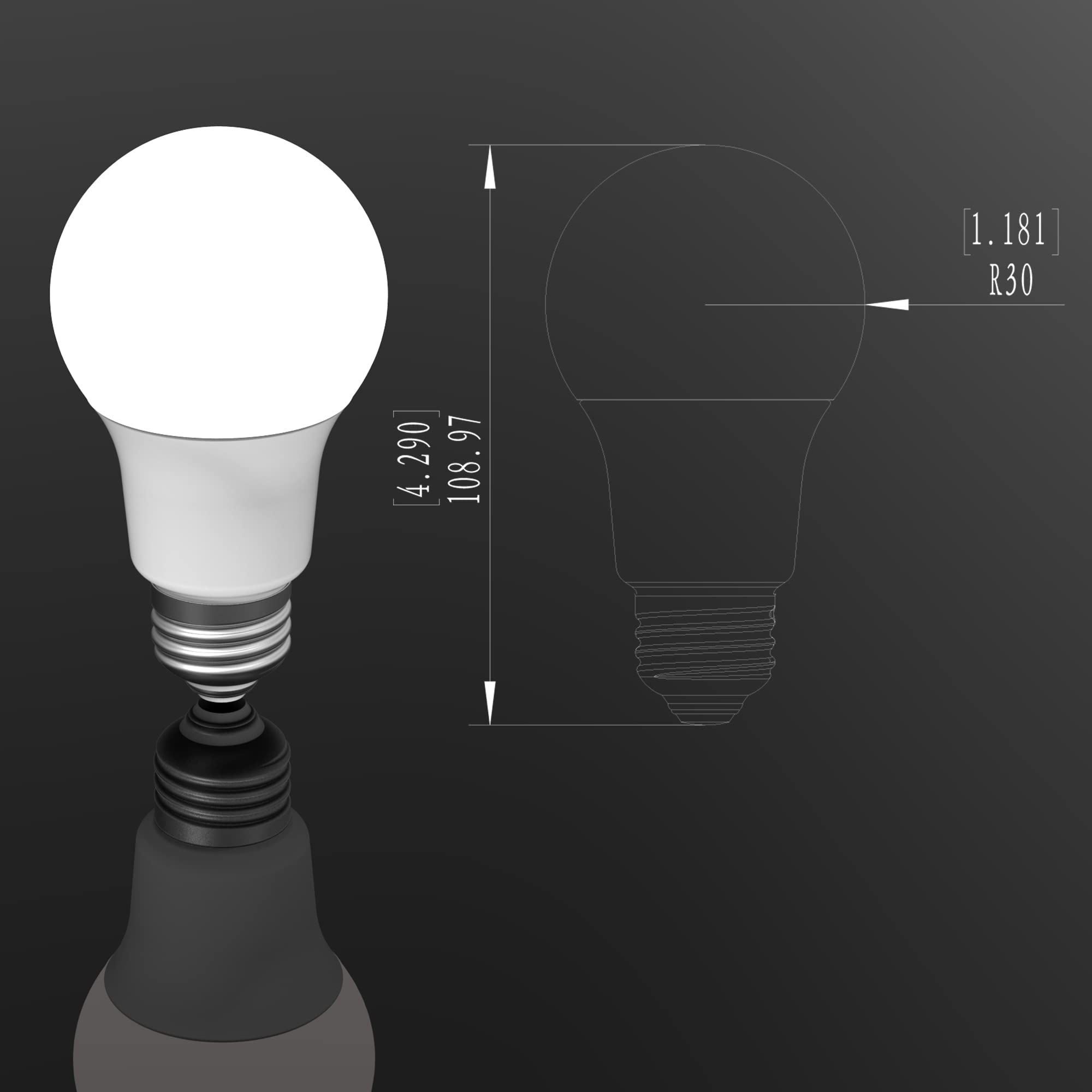 AmeriLuck 3-Way LED Light Bulb A19, Multi Wattage 40-60-100W Equivalent, Low-Medium-High Setting, Omni-Directional, 2 Pack, Natu