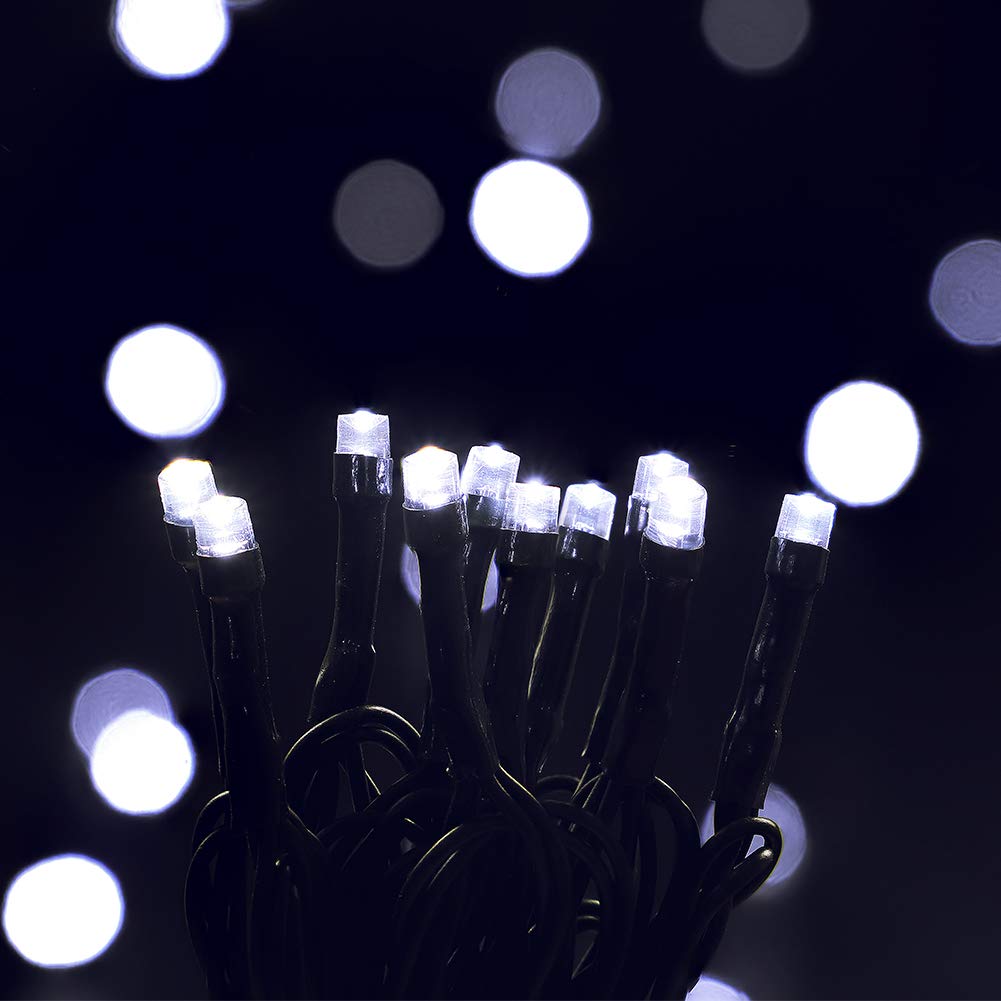 Hopolon String Lights, 33FT 100 LEDs, Green Wire, Waterproof, 8 Modes, 30V UL Certified, Cool White, Model QX-U-O-S-100-W-C