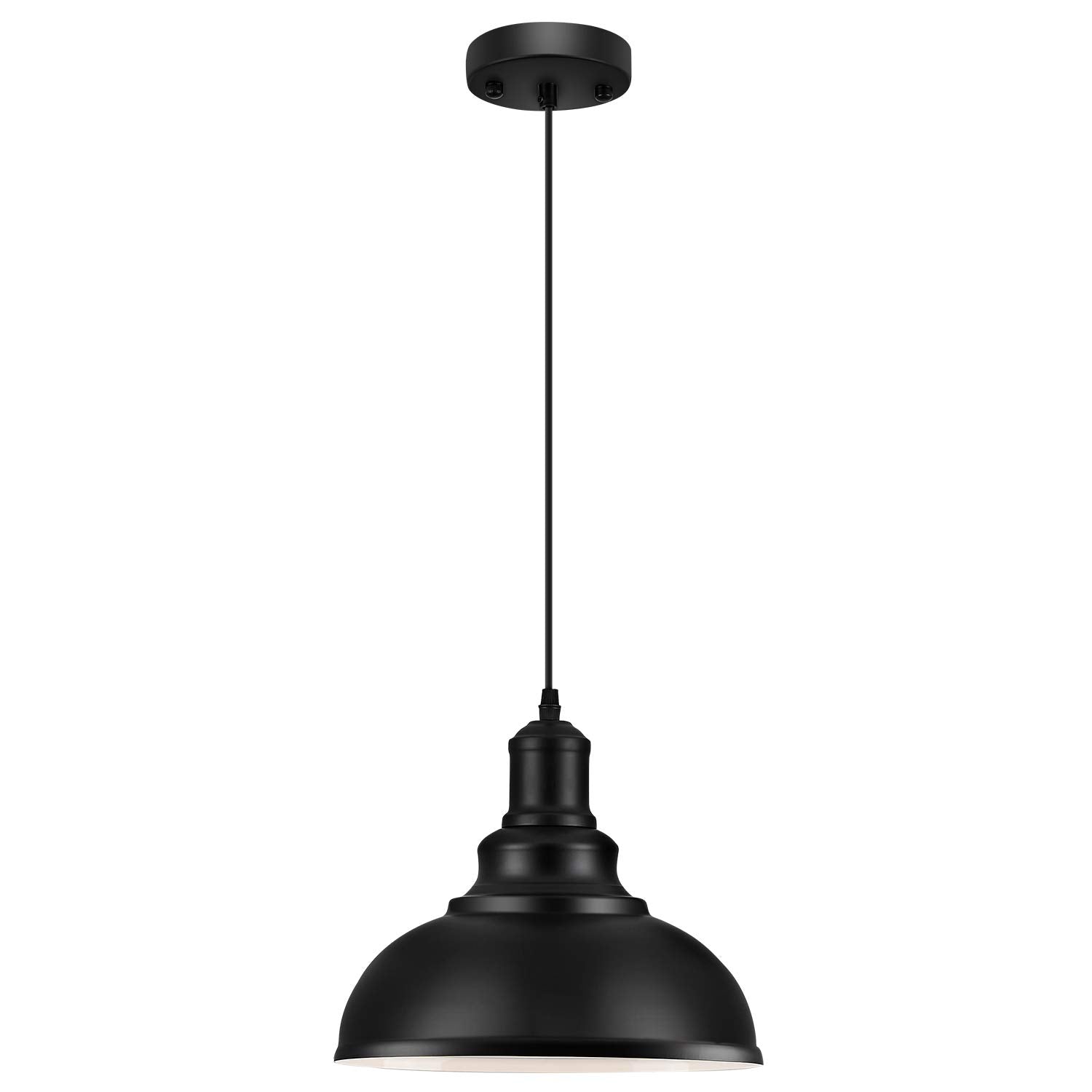 Loehinle Pendant Lighting Vintage Industrial Fixtures, Black Metal Farmhouse Lights, Ceiling Lamp For Kitchen Home Island Dining Room Bedroom, 11.4 Inches
