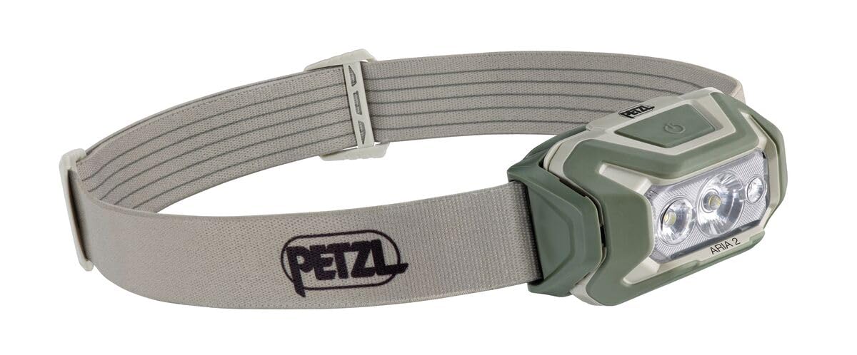 PETZL ARIA 2 RGB Headlamp, 450 Lumens, Waterproof, Plastic, Desert Color, Model E070BA02