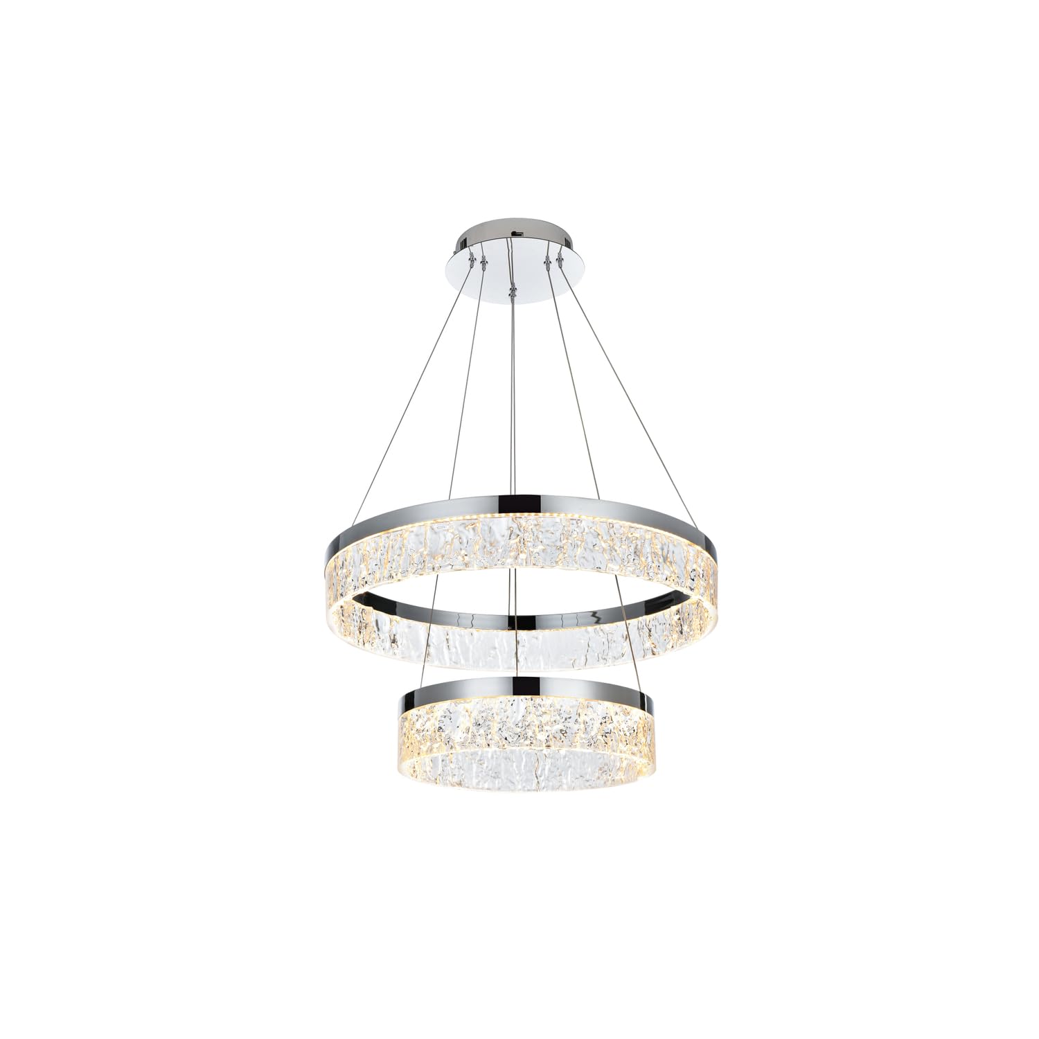 Elegant Lighting Linden 2-Light Metal Adjustable LED Chandelier in Chrome/Clear