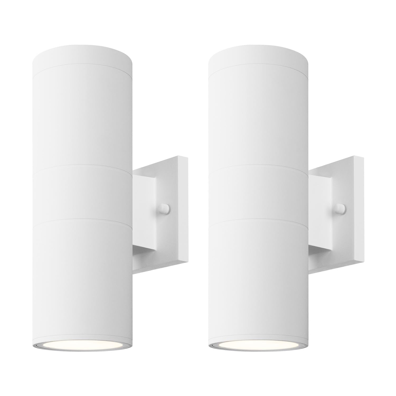 mirrea Modern Outdoor Porch Light Patio Light in 2 Lights with Aluminum Cylinder and Tempered Glass Cover Waterproof Wall Sconce