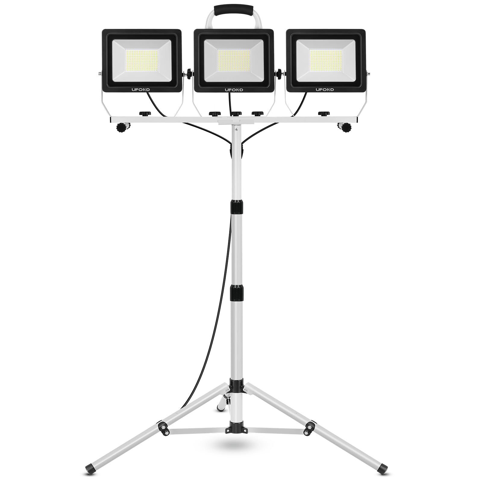 Ufond 22000 Lumen Led Work Light With Stand,3 Head Portable Work Lights With Individual Switch,Waterproof Work Lamp, Adjustable