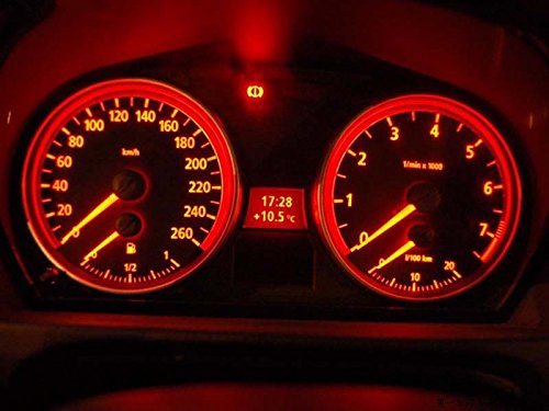 Wljh 6Pcs Canbus Error Free T5 74 37 27 17 2721 3030Smd Led Dash Lights Bulbs Gauge Cluster Dashboard Instrument Panel Light Lamps Bulb Twist Lock Socket (Red)