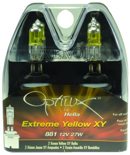 Hella H71071182 Optilux XY Series 881 Xenon Yellow Halogen Bulbs, 12V, 27W, 2 Pack