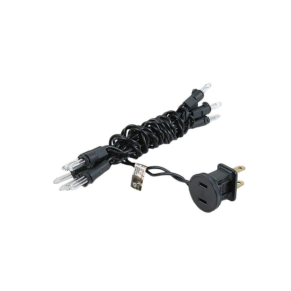 Novelty Lights Mini Light String, 5.5ft, 10 Bulbs, Clear, Black Wire, Incandescent, 4in Bulb Spacing, Model CG10/NS-BK