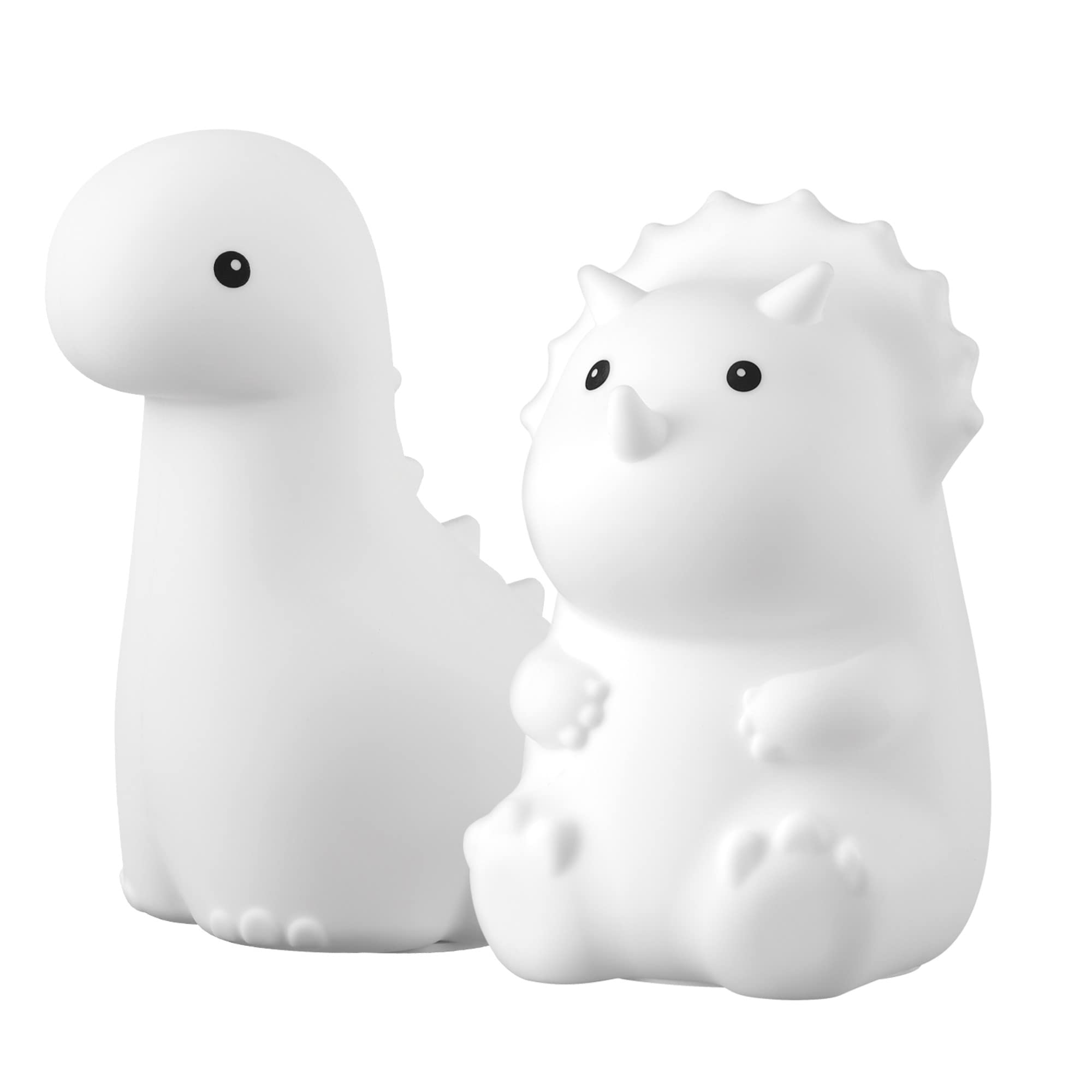 Globe Electric 13360 Dinosaur Night Light, Multicolor LED, Rechargeable Silicone Table Lamp, White