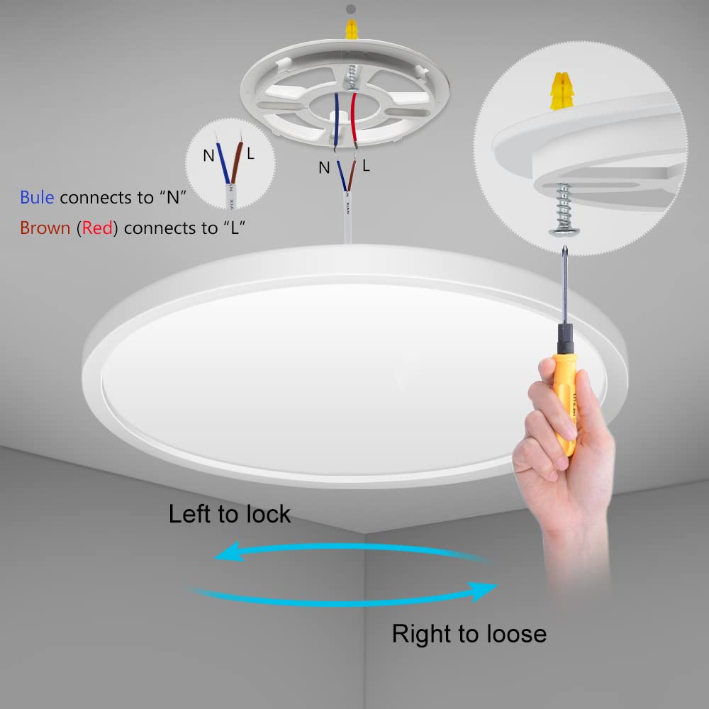 inShareplus 9 Inch LED Flush Mount Ceiling Light, Nature White, 18W Slim Design for Living Room, Bathroom, Kitchen