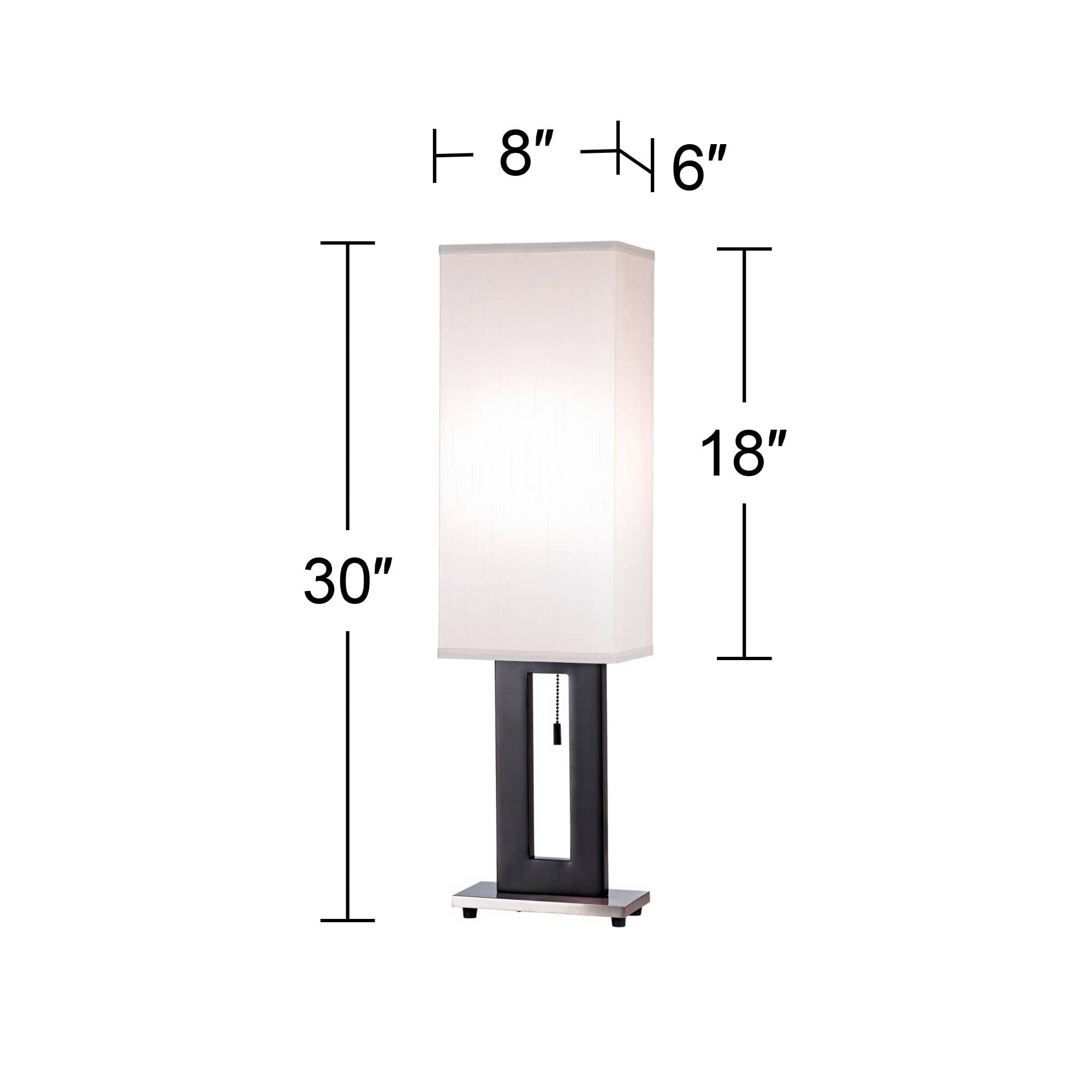 360 Lighting 30 Tall Floating Modern Table Lamps Set Of 2 - Black Metal Frame, White Fabric Shade For Bedroom, Living Room, Office