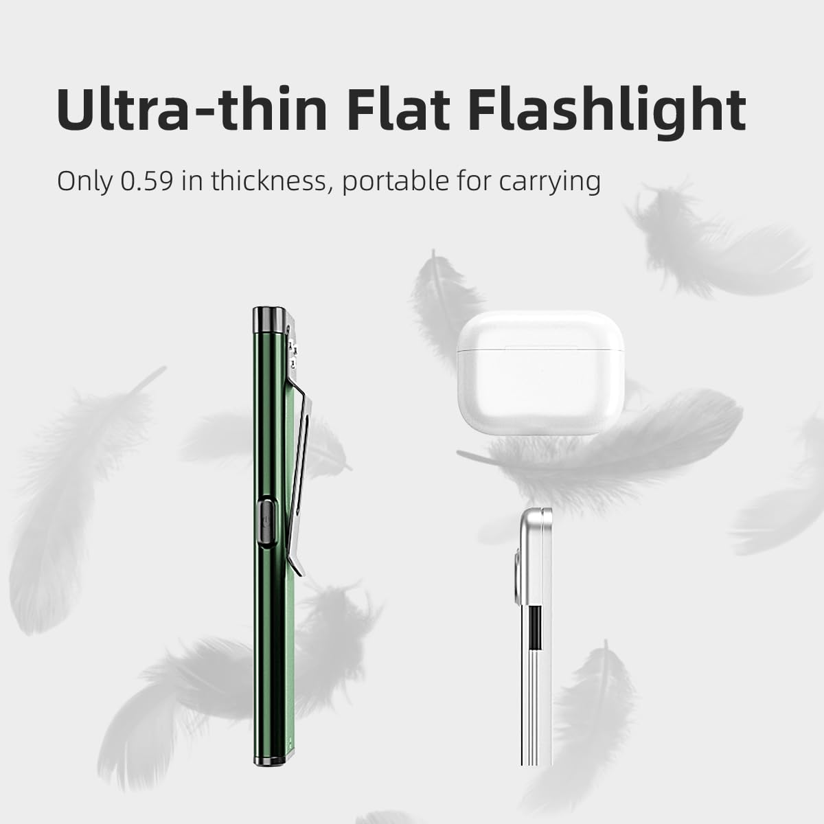 WARSUN Compact Pocket LED Flashlight - 675LM, USB-C Rechargeable, IPX4, T7 Model, Green-1Pcs