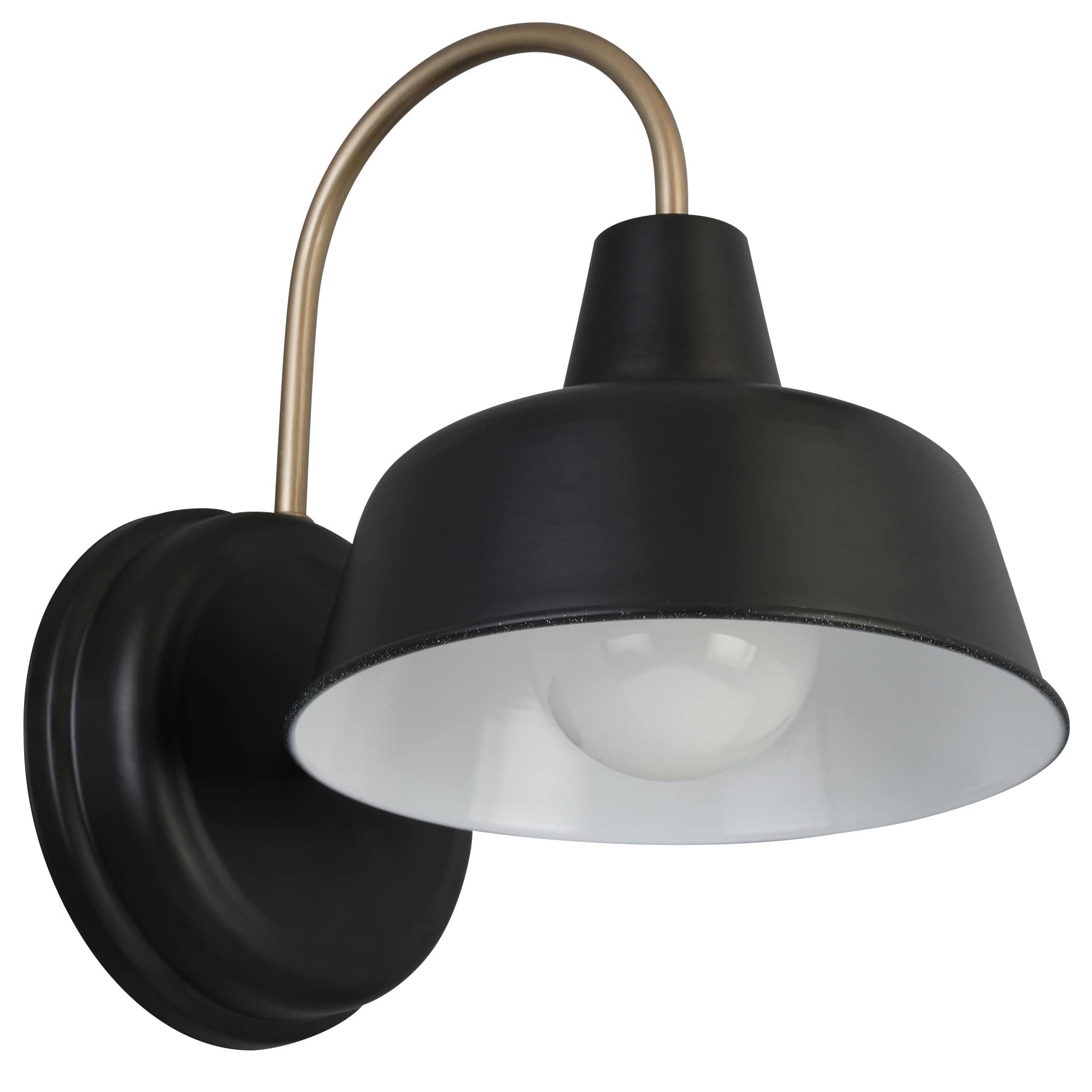 Design House Barn Light, Indoor/Outdoor Wall Mount, 8-Inch, Alloy Steel, Matte Black and Gold, Model 588285
