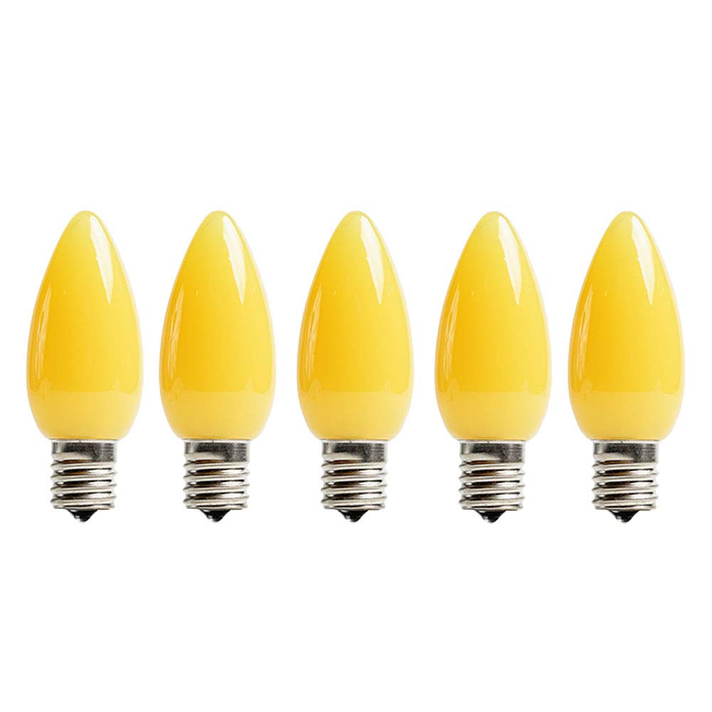 EZLS C9 Yellow Opaque SMD LED Bulbs - 5 Pack Smooth Lens Yellow Opaque C9 Replacement Bulbs