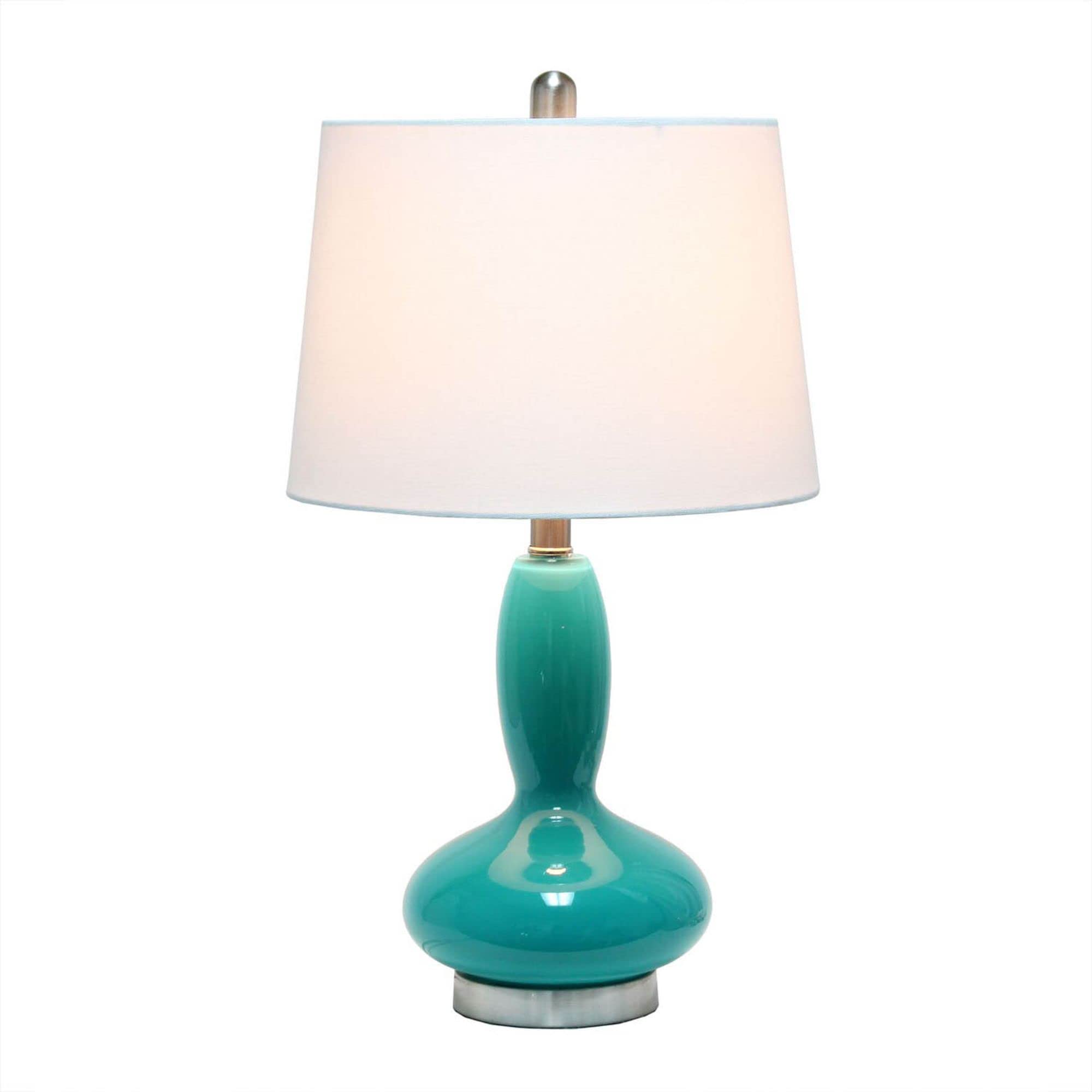 Lalia Home Contemporary Glass Dollop Table Lamp With White Fabric Shade - Teal