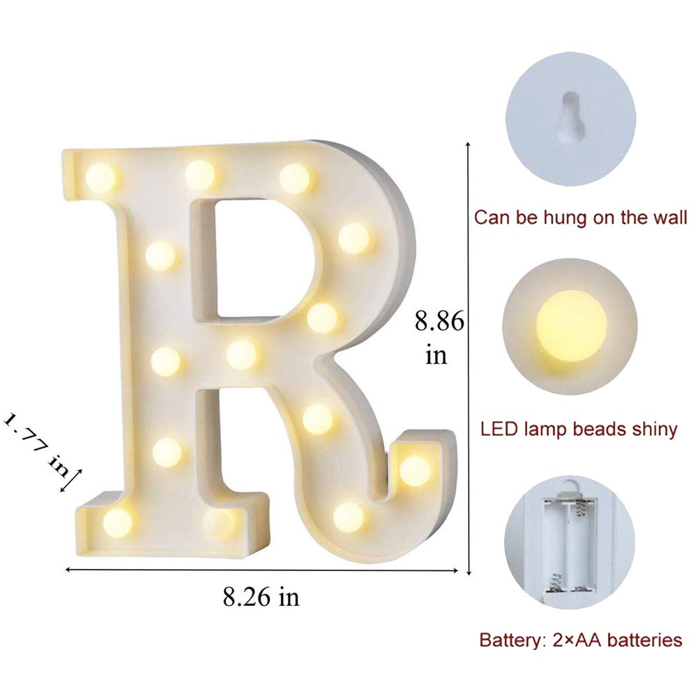 MUMUXI Light Up Marquee Letters - Battery Powered, Bright Alphabet Letters for Weddings, Birthdays, Parties, Home Decor, Red (R)