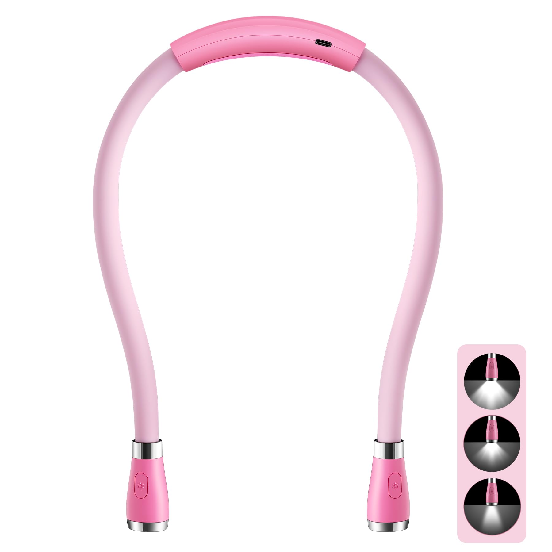 Singhong Neck Book Light - Led Reading Lamp, Usb Rechargeable, 4 Adjustable Brightness, Small, Pink (Model Shnbl-P3)