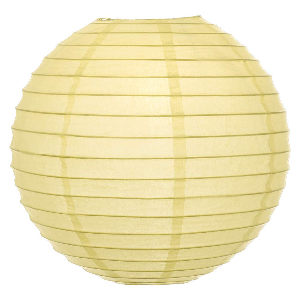 Luna Bazaar Paper Lantern - 8-Inch, Lemonade Yellow, Round, Even Ribbing, Model L8LE - Ideal for Weddings and Parties