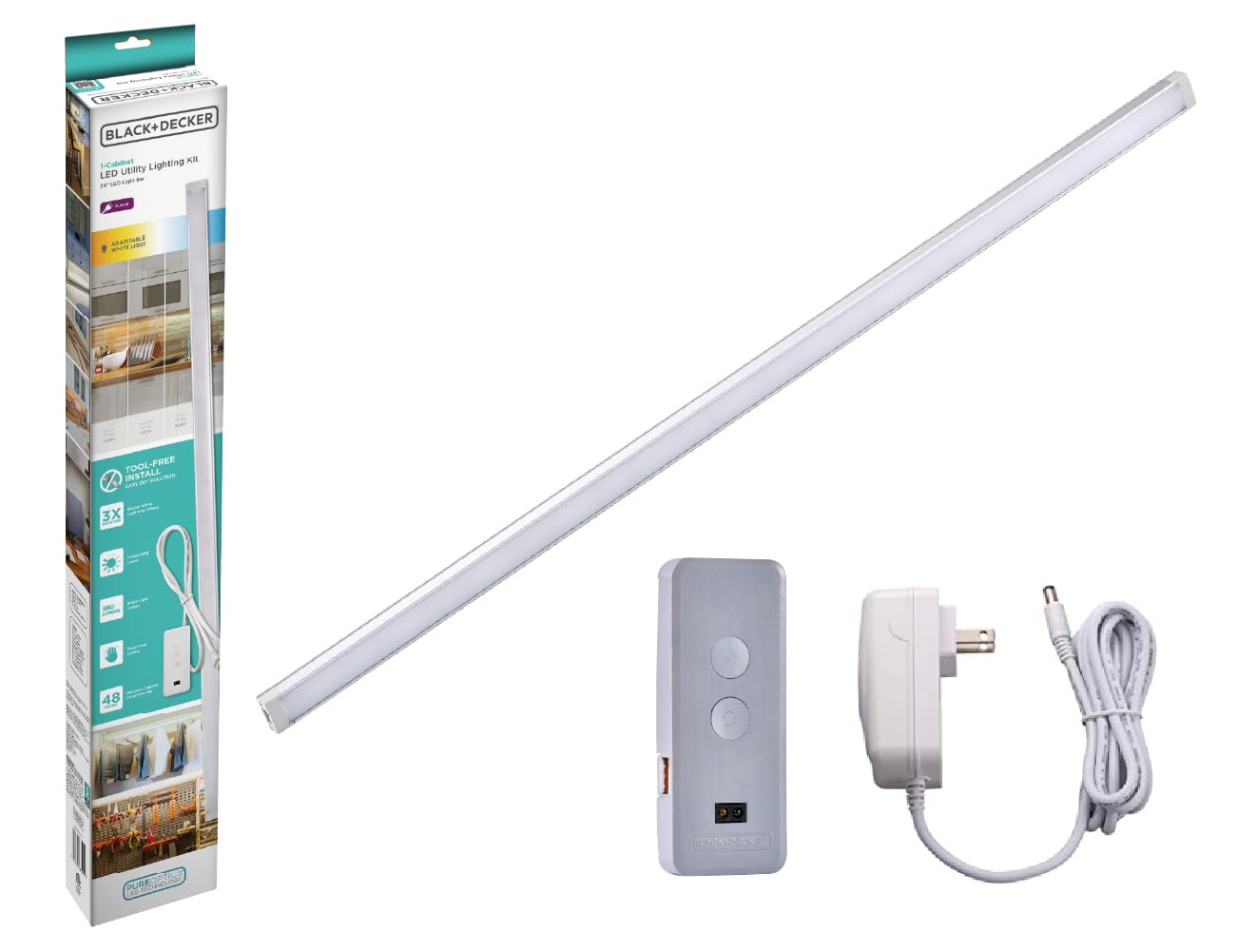 BLACK+DECKER LED Under Cabinet Light Kit, Motion Sensor, Dimmable, Linkable, 3 Color Settings, Tool-Free, Utility Light, Closets