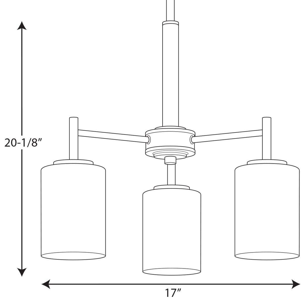 Progress Lighting P4318-09 Replay Collection Etched White Glass Modern Chandelier Light, 3-Light, Brushed Nickel