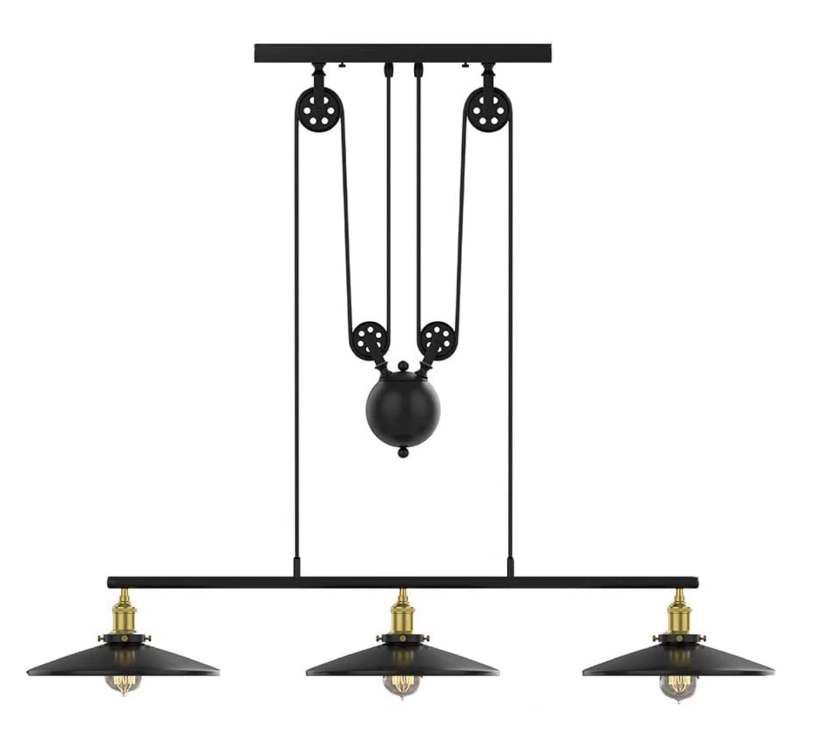 Winsoon Pendant Lights Kitchen Island: Kitchen Pendant Lighting Over Island 3 Lamps With Black Metal Shades - 3-Light Pool Table