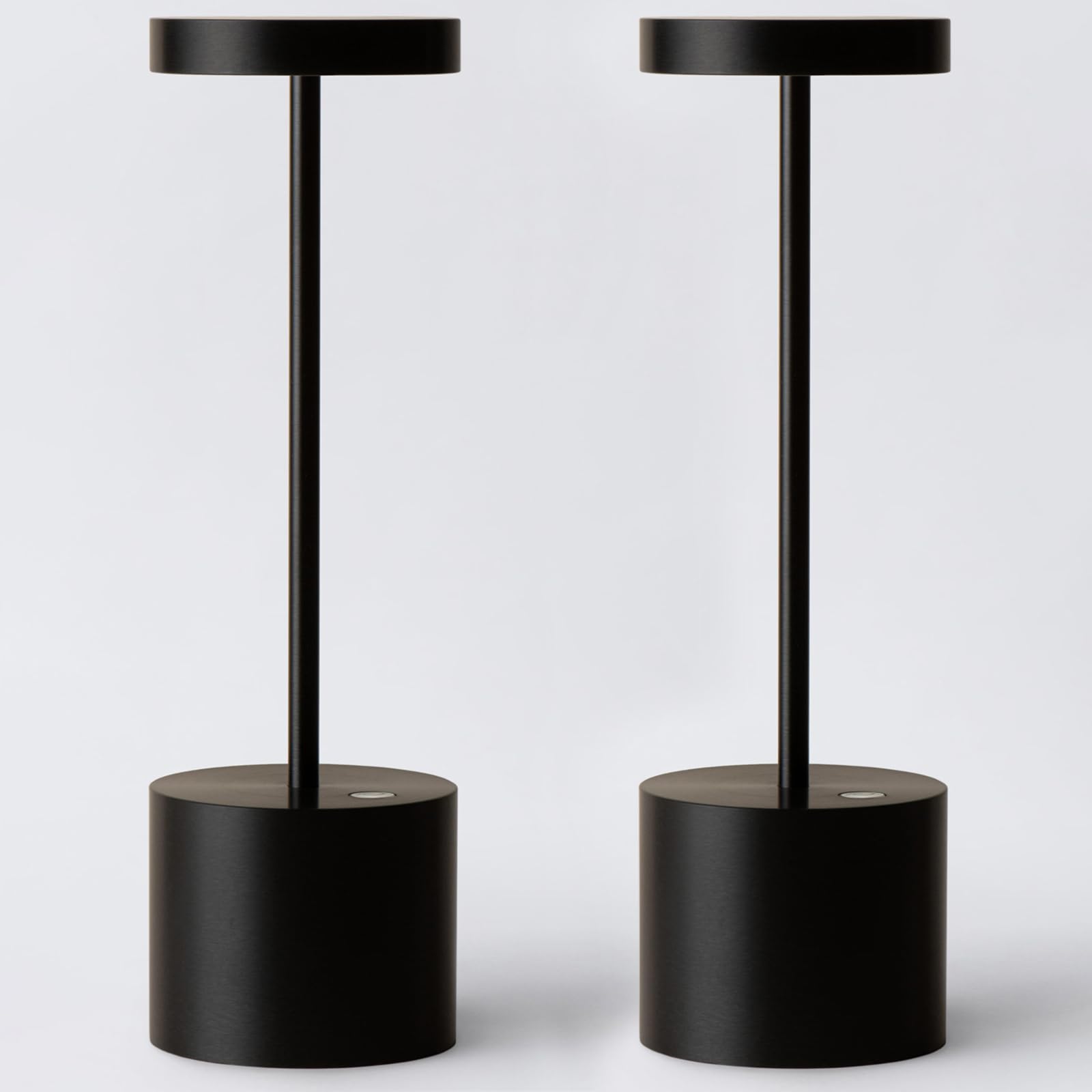 Barryca Cordless LED Table Lamp, Rechargeable, USB 5000mAh Battery, Dimmable, 2Pack, Black