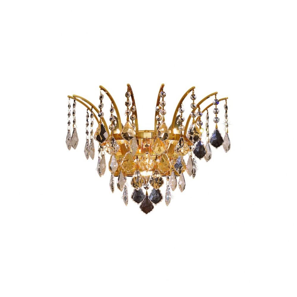Elegant Lighting 8033W16G/RC 3-Light Crystal Wall Sconce, Gold Finish, Clear Crystals, Alloy Steel