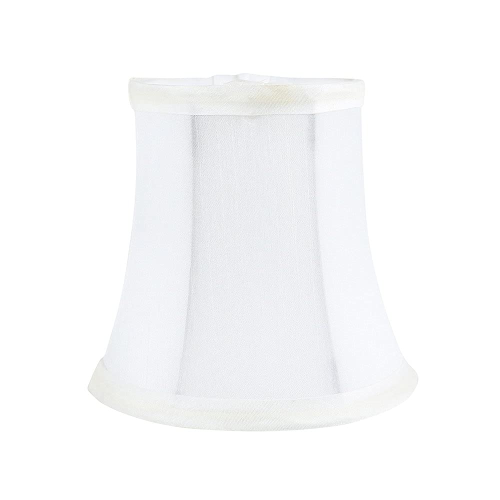 MERIVILLE Faux Silk Chandelier Lamp Shades Set of 5 Off White Softback Bell Shape Clip-On Fitter 3.5in x 5in x 4.75in