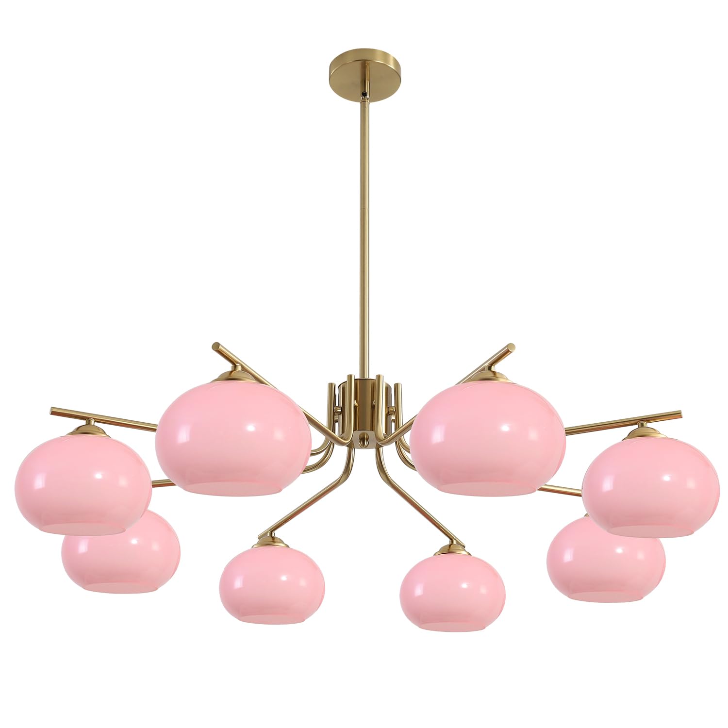 Kco 8 Light Pink Bubble Chandelier - Modern Pendant Light For Kitchen & Dining Room