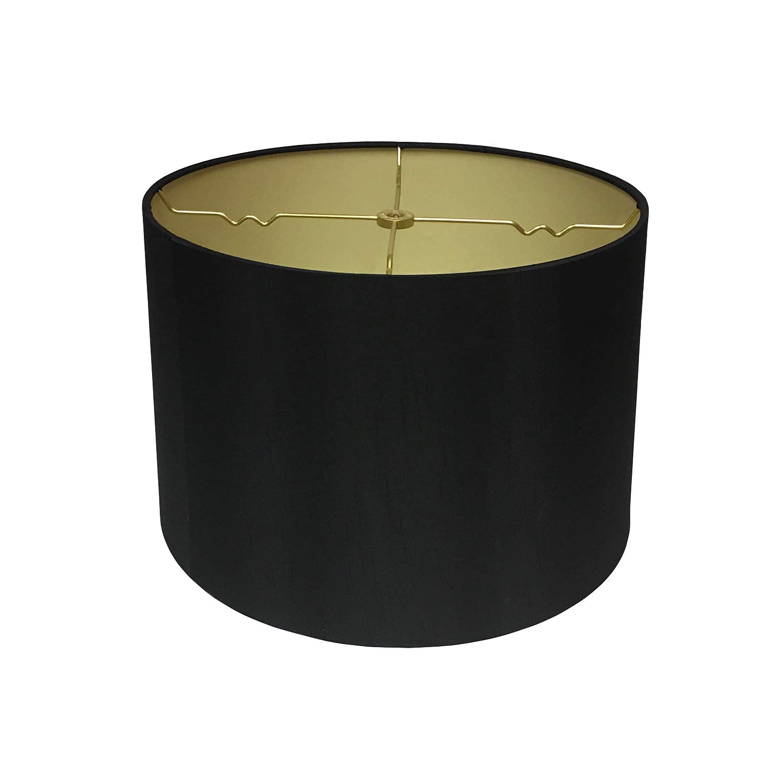 Royal Designs, Inc. Shallow Drum Hardback Lamp Shade, Hb-610-18Blk/Gl, Black, 17 X 18 X 11.5