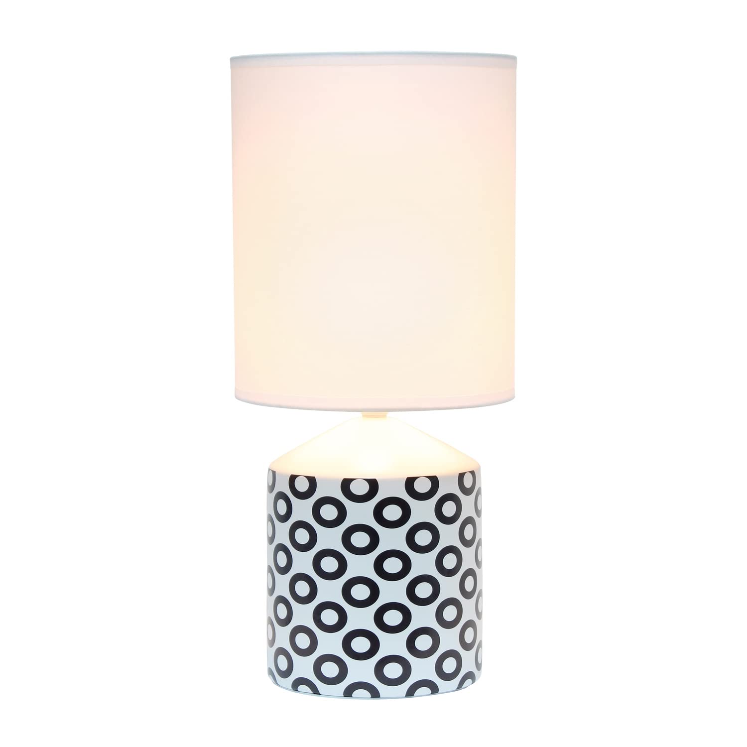 Simple Designs Table Lamp - Black Ovals Circles Pattern, Ceramic, 8.5inL x 8.5inW x 18.5inH, Model LT2077-OVL, Color