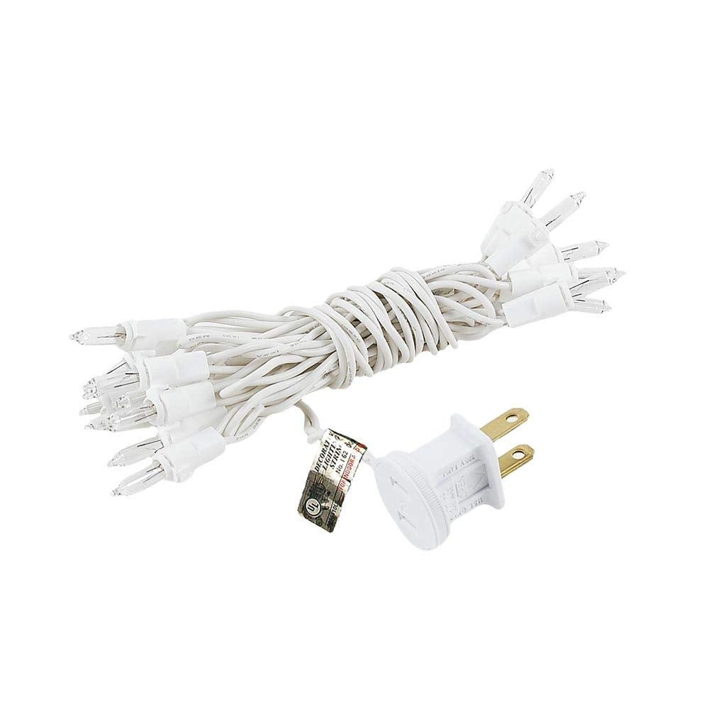 Novelty Lights 20 Light Clear Christmas Craft Mini Light Set, Non-Connectable, White Wire, 8' Long