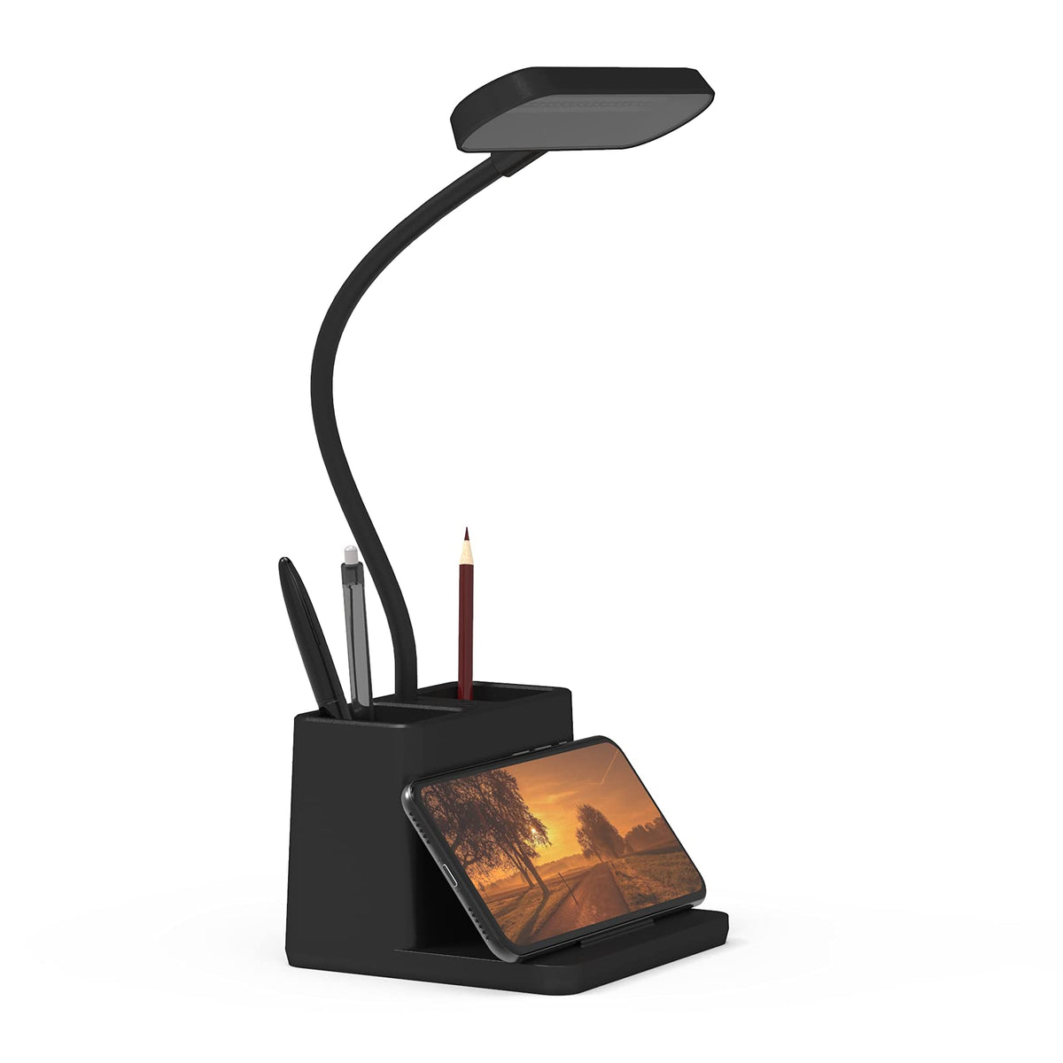 Axx Led Desk Lamp For Home Office, Battery Operated Desk Light For Computer/Desktop - Black, Small, Cute, 3 Way, Rechargeable, F