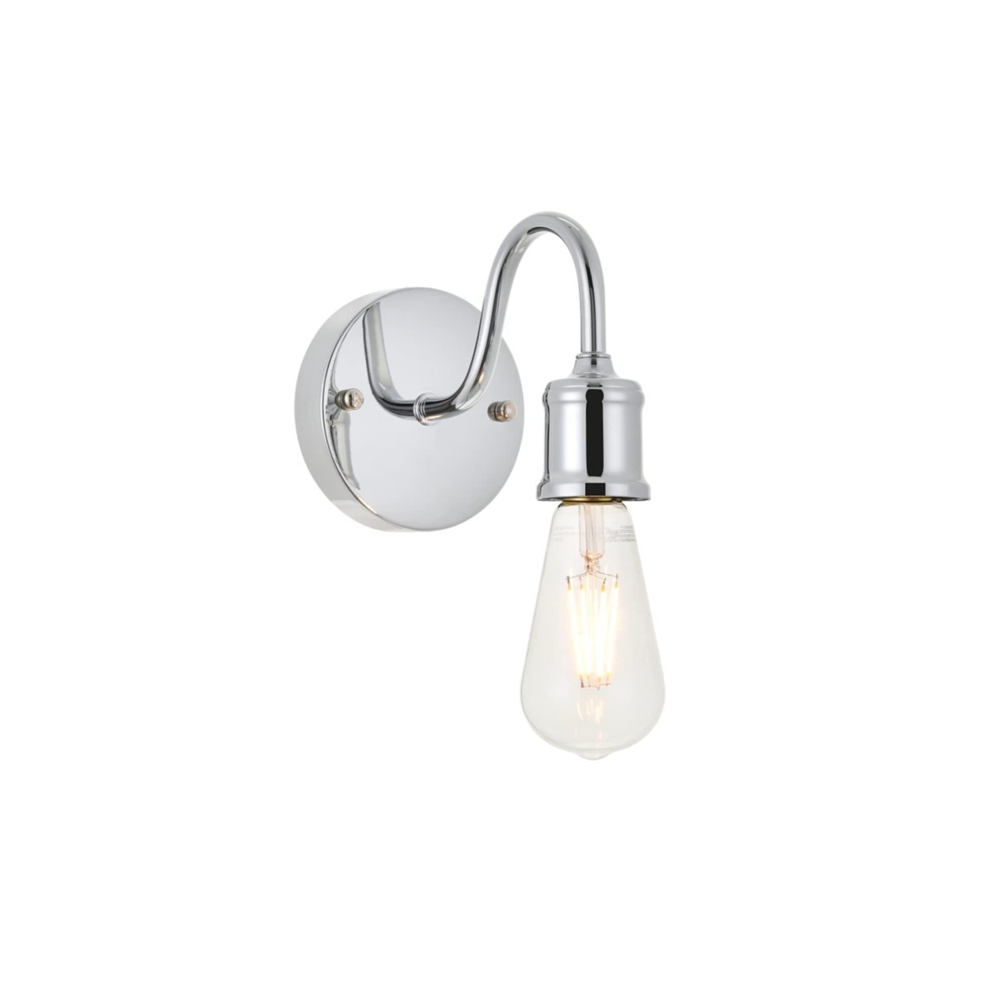 Living District Chrome Mid-Century 1-Light Metal Wall Sconce