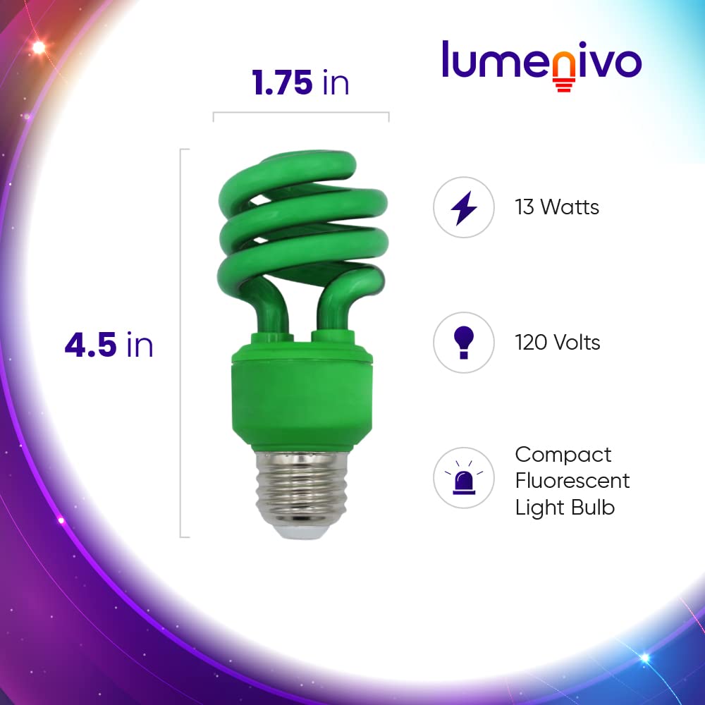 Lumenivo 13 Watt Spiral Cfl Green Light Bulb 13W Outdoor Green Light Bulb For Patio, Porch, Christmas Lights, Decorative Lightin
