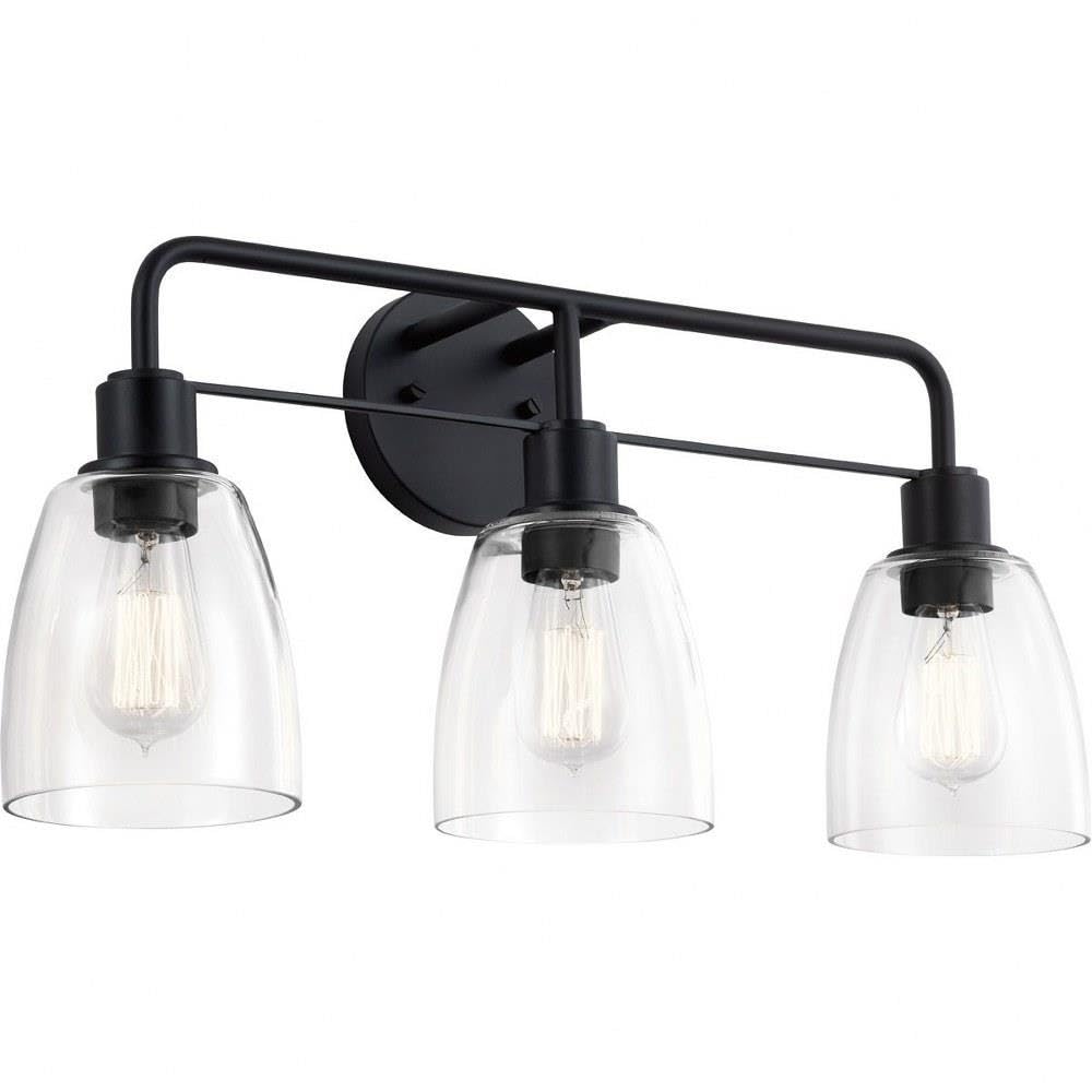 Kichler Meller 24 Inch 3 Light Vanity Light With Clear Glass In Black