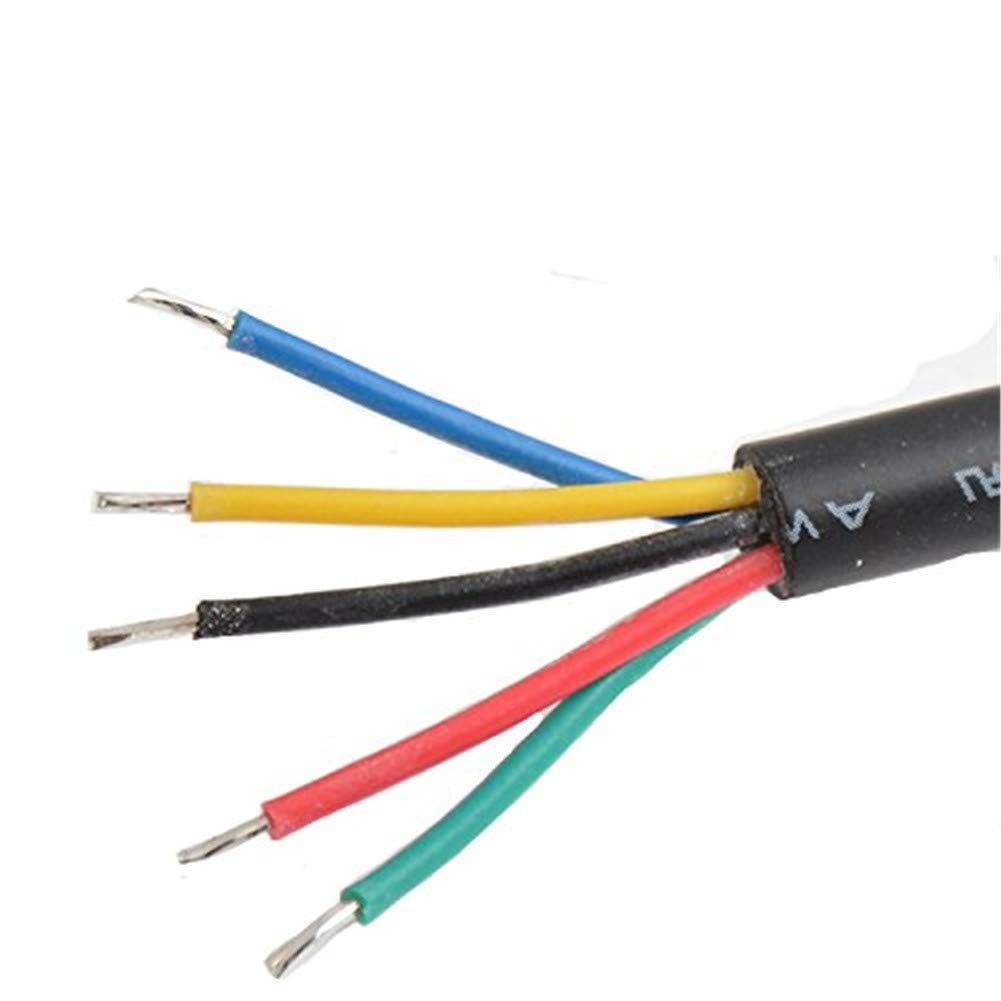 WESIRI 5Pairs 5pin Black Electrical LED Connector Extension Cable, 20cm Length, 0.3mm², Model 5x5pin-WP-B-B
